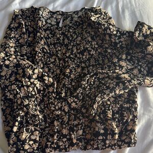 Floral Black and Cream Blouse Gently Used